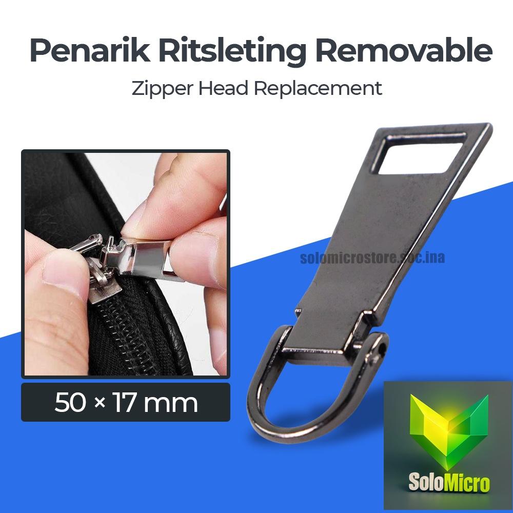PENARIK Ritsleting Removable Zipper Head Replacement 50x17mm - KA37 - Gun Black