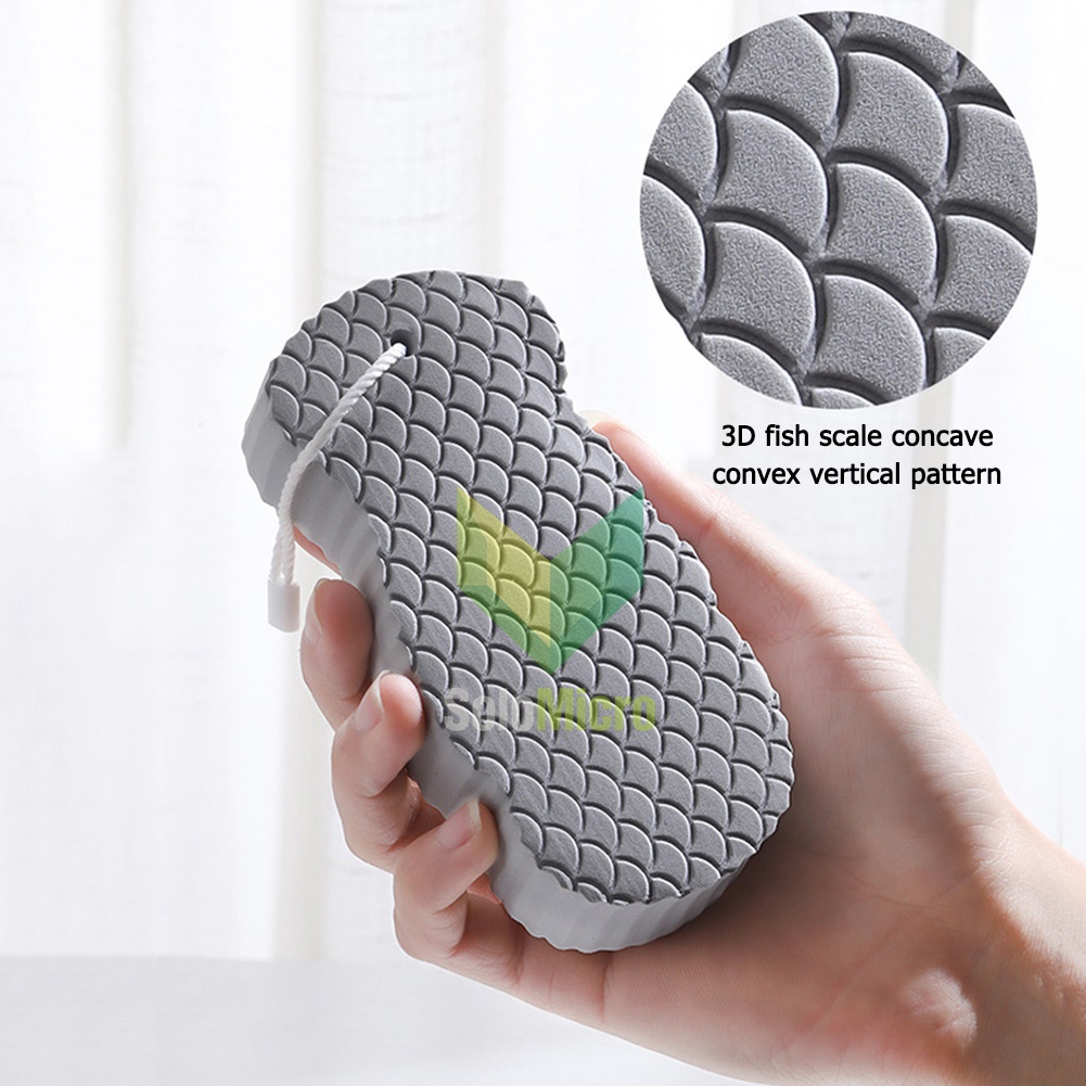 SPONS Mandi Busa Eksfoliasi Penghilang Daki 3D Soft Scrub Sponge - T3 - Gray