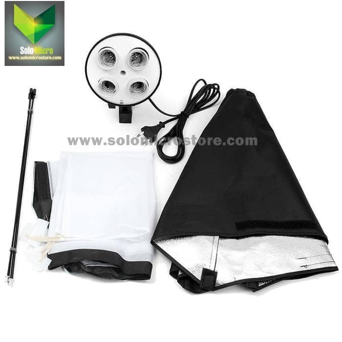 Paket Lamp holder E27 4 Socket Lampu + Softbox 50 x 70