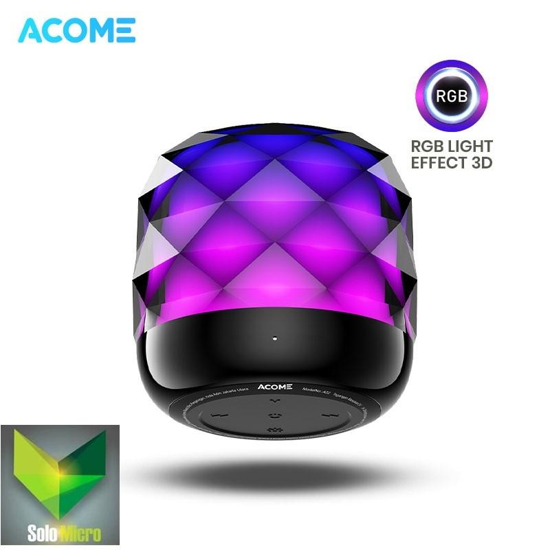 ACOME Super Bass Mini Speaker Bluetooth 5.3 Pola Berlian RGB LED Lampu Light Crystal 360° TWS Connect Portable A22