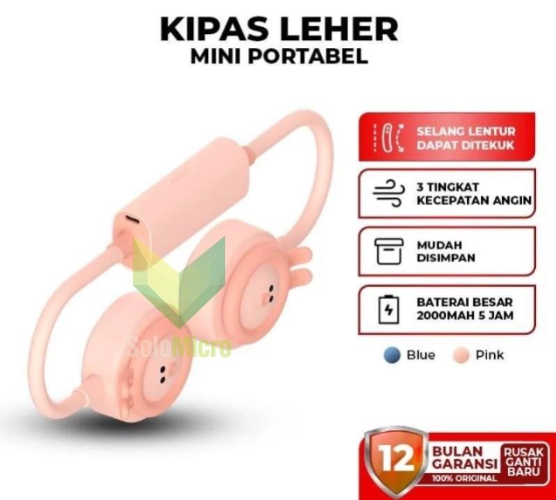 VIVAN Kipas Fan Leher Mini Portable 3 Kecepatan Angin Type-C 2000 mAh VF01