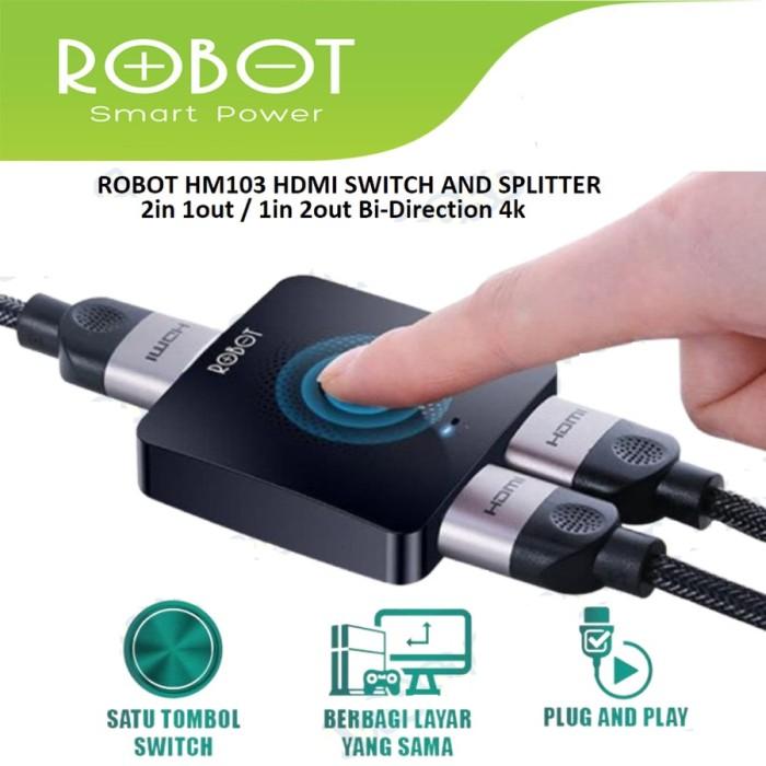 ROBOT HDMI Splitter Switch HM103 2 Port & 2 Arah 4k GARANSI 1 TAHUN