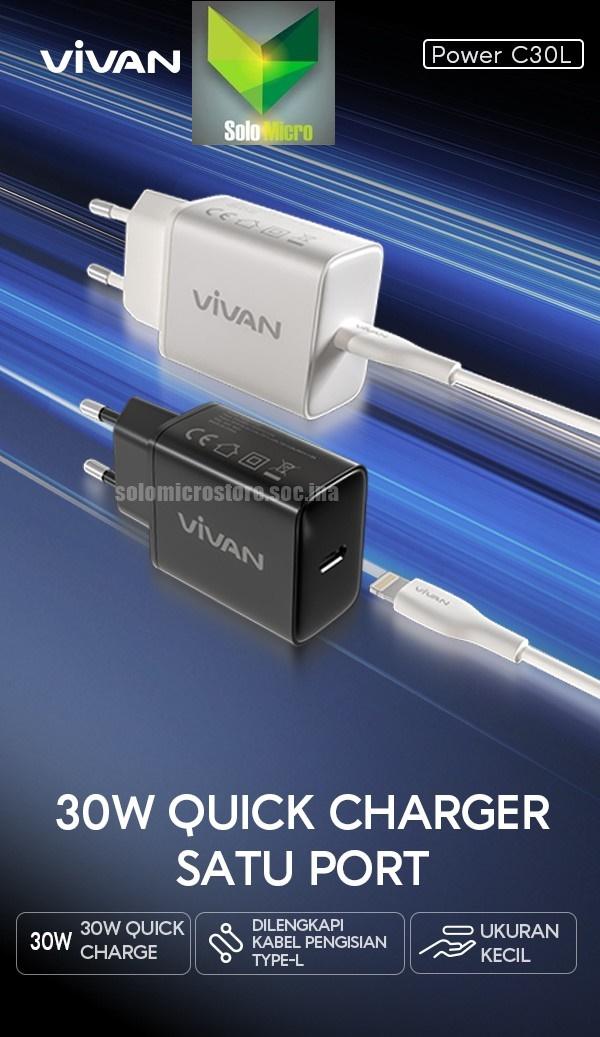 VIVAN Power C30C USB-C to USB-C / Power C30L USB-C to Lightning (Power C30 Charger 30W PD + Cable Set)