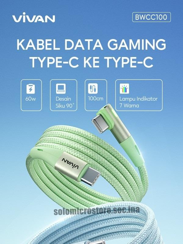 VIVAN BWCC100 Type C to Type Type C Kabel Data Charger Colourful Led Light PD 100Cm 1 meter