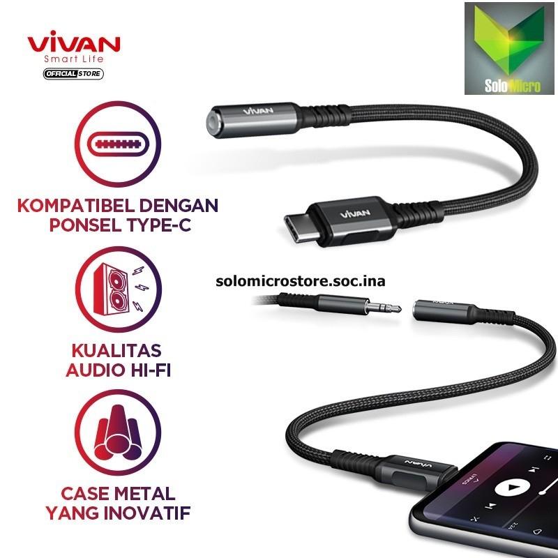 VIVAN Kabel Converter Type C to Jack AUX 3.5mm VAC01 Audio All in One
