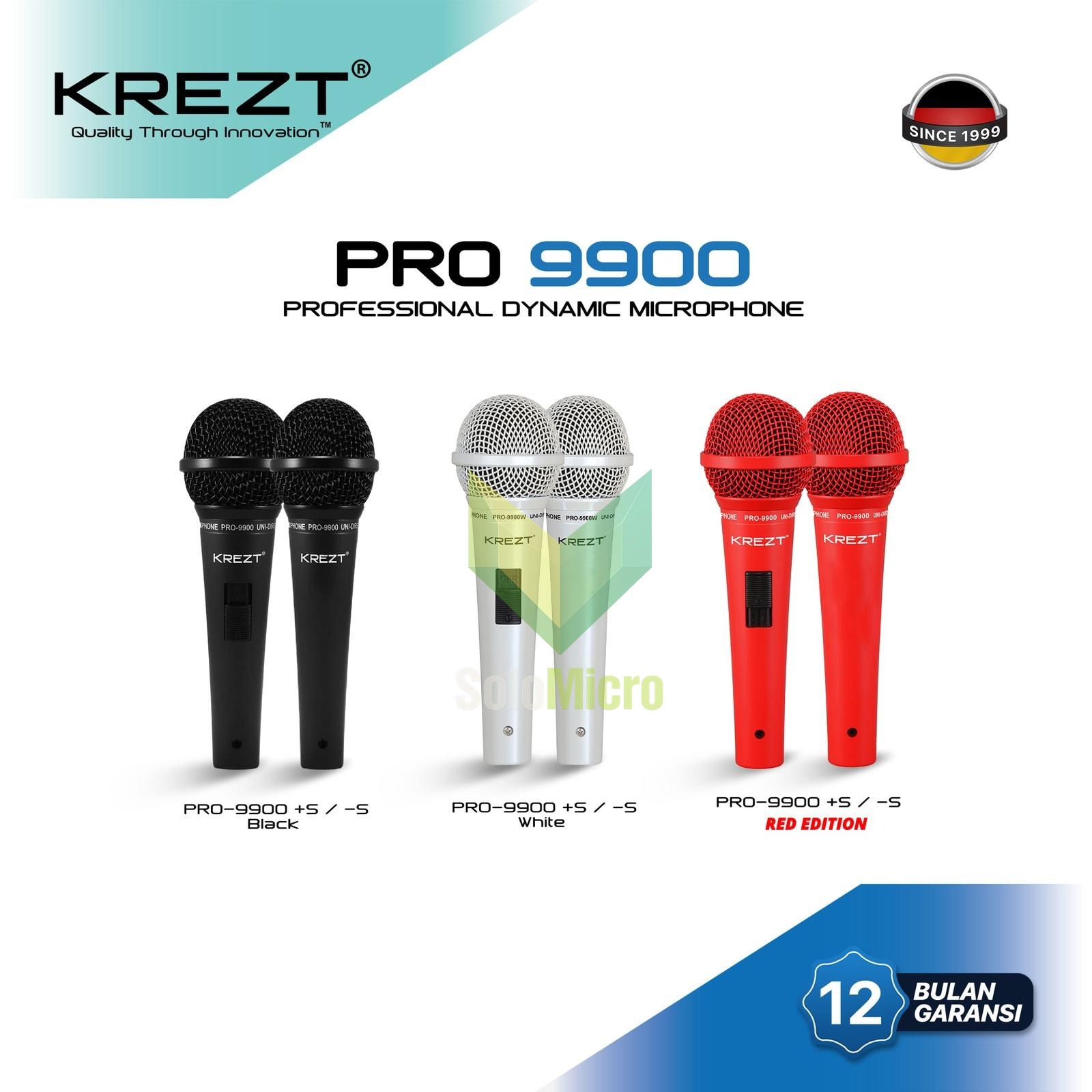 KREZT Pro-9900 Microphone Kabel Mic Dynamic Vocal dan Karaoke Suara Jernih Berkualitas dan Bahan yang Awet Tahan Lama- Red