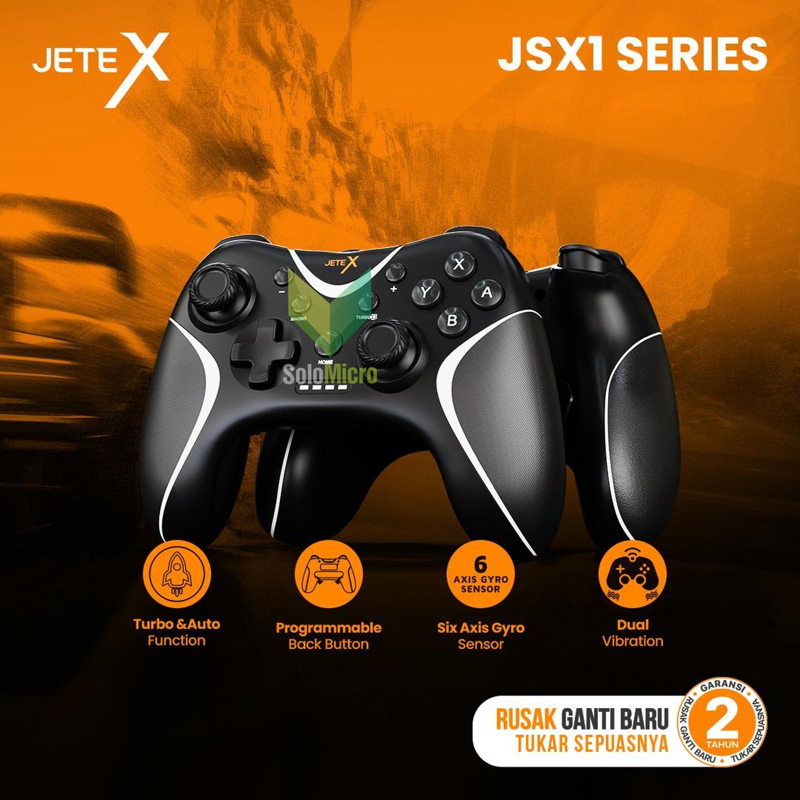 JETE Gamepad JSX1 Game Joystick PC Wireless USB C Cable Dual Connection Turbo Gyro Gaming Controller For iOS Android Windows PC - Black