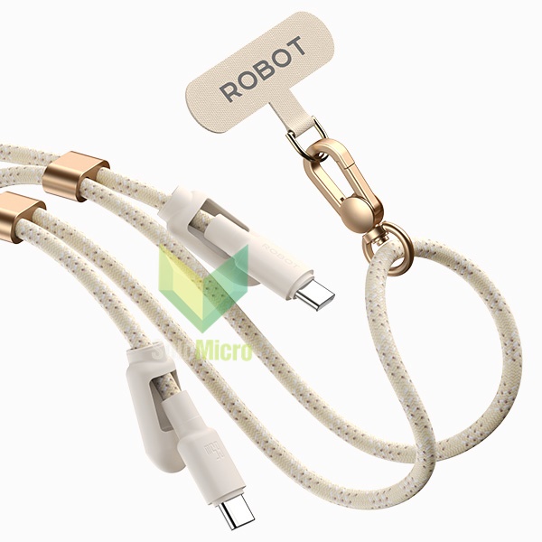 ROBOT Phone Strap Data Cable RGSCC120 3A 65W Type-C TO Type-C 120CM