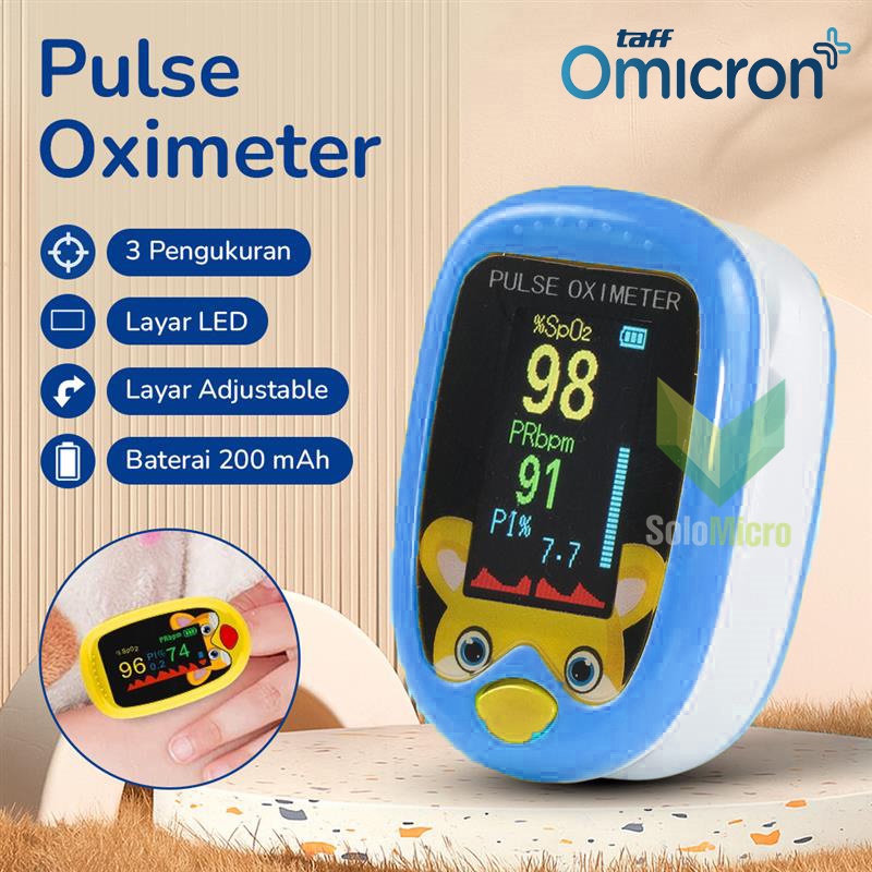 TAFFOMICRON Fingertip Pulse Oximeter Alat Ukur Saturasi Oksigen Darah A6 dengan Display LED adjustable - Blue
