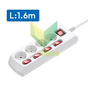 VIVAN VPS-H3040A, 1.6m White Quality Life socket 4* AC port, sub-control switch
