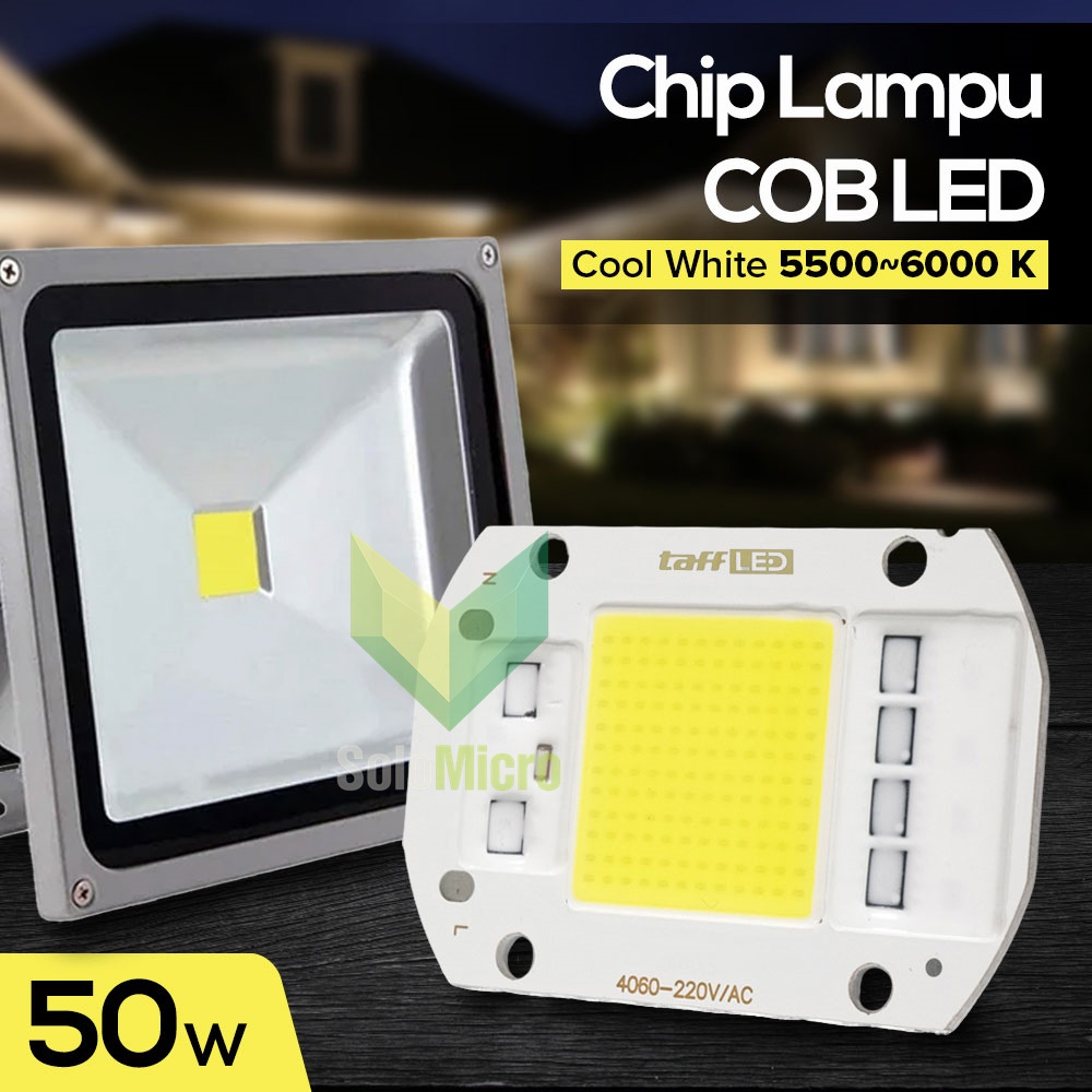 TaffLED Chip LED Lampu COB Floodlight Spotlight 220V Cool White 6000K 50W - White