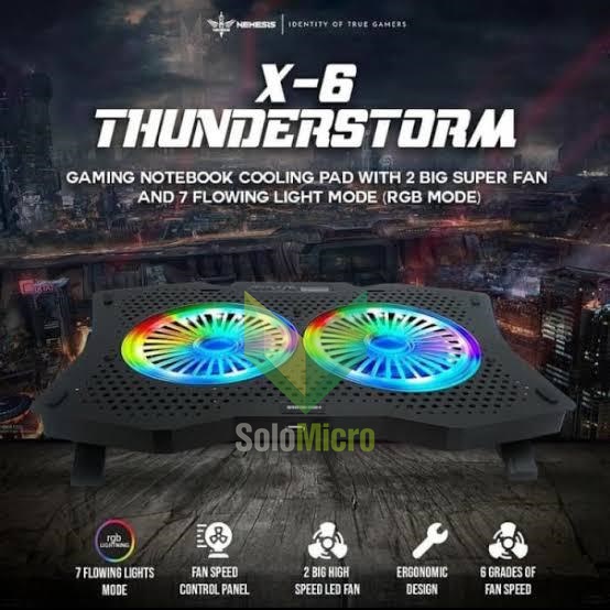 NYK X6 Thunderstorm Gaming Game Cooling Pad RGB Notebook Cooler Kipas LaptoP