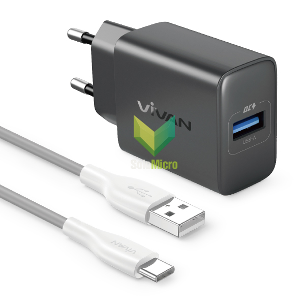 VIVAN Smartphone Charger Power C18S 18W USB-A - Gray
