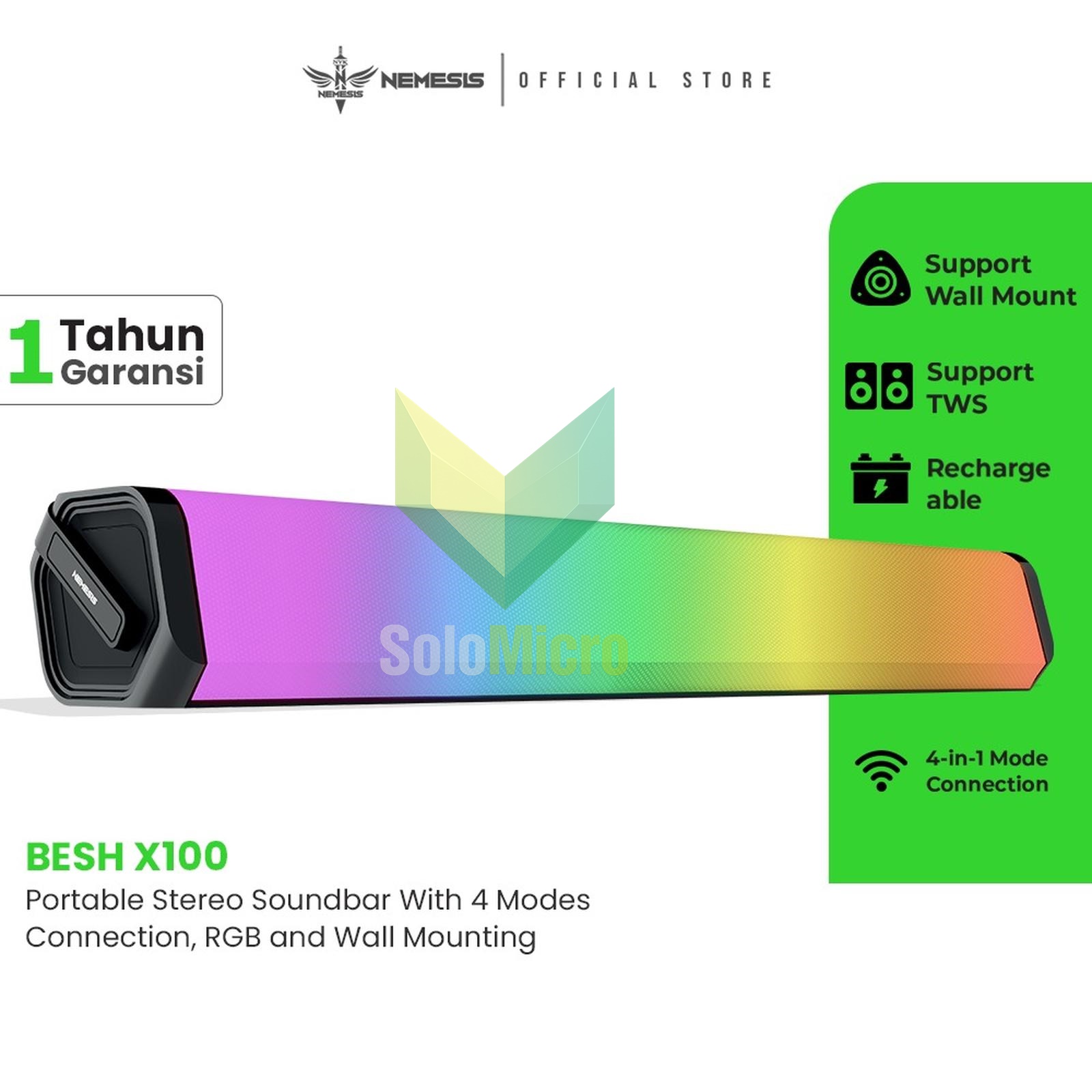 SPEAKER Bluetooth Portable Nemesis BESH X100-Soundbar