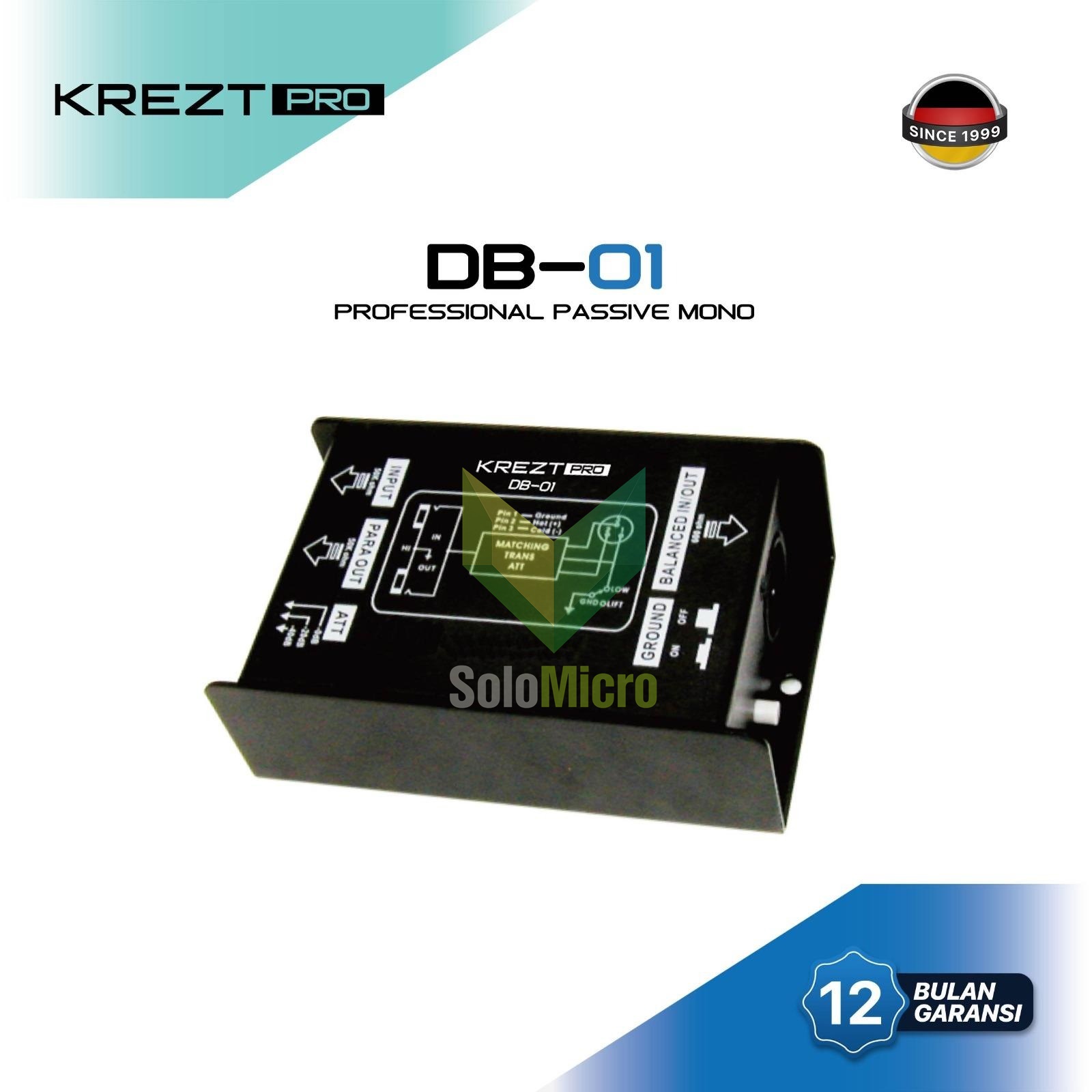 KREZT PRO DB-01 Direct Box Passive Mono DI BOX Pasif Sinyal Instrumen yang Unbalanced + High Impedance dengan Perangkat Audio Profesional