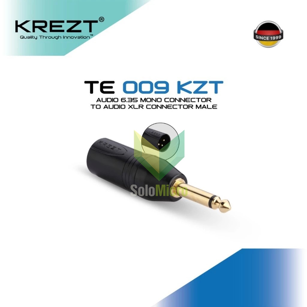 KREZT TE-009 KZT Audio Adapter 6.35mm Mono Male To XLR Male Adapter Converter OOutput Jack 6.35mm Mono ke Input XLR Male