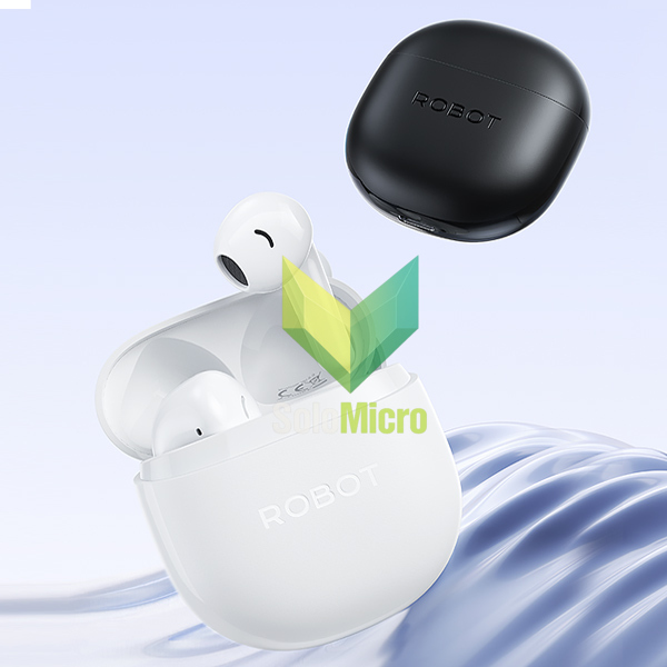 ROBOT T60 Pro Airbuds Earphone Bluetooth 6.0 TWS Semi In-Ear Bass Ultra - Hitam