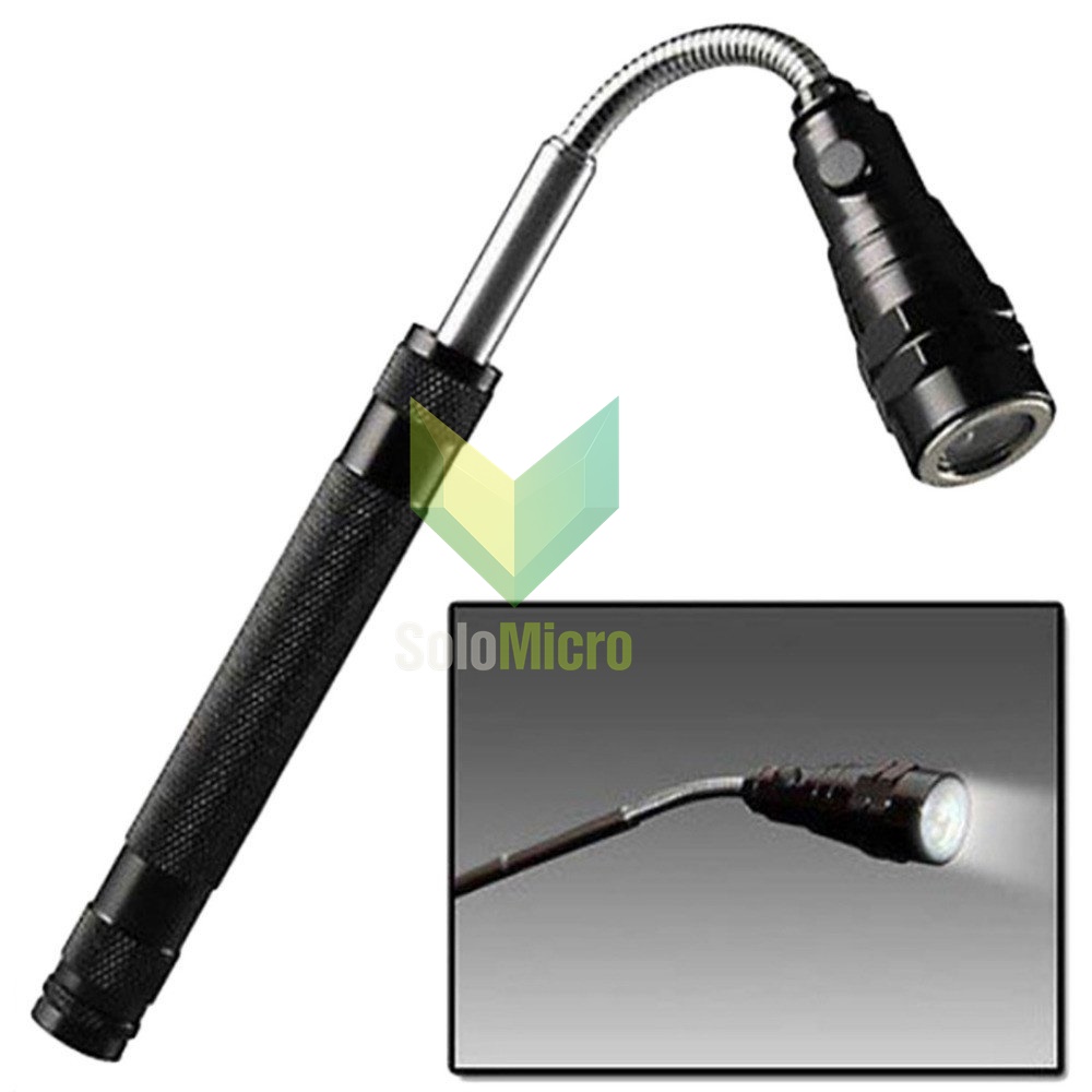LED Telescopic Flexible Magnetic Pick Up Flashlight - Black
